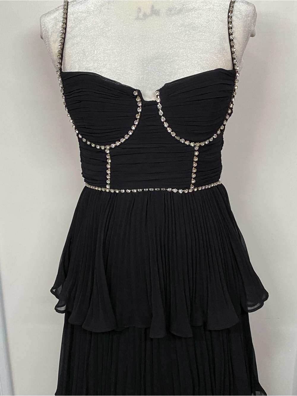 Self-Portrait Embellished Pleated Chiffon Midi-Dress size 2 - Picture 8 of 16